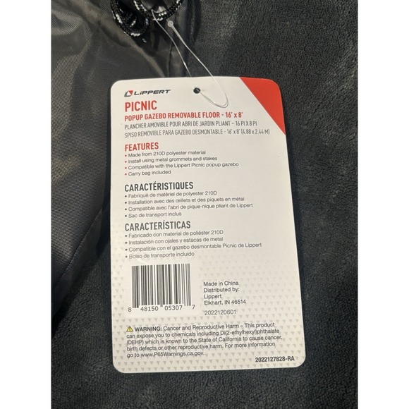 LIPPERT 2022120601 Picnic Popup Gazebo Removable Floor - 16' x 8' *NEW* - Picture 4 of 5